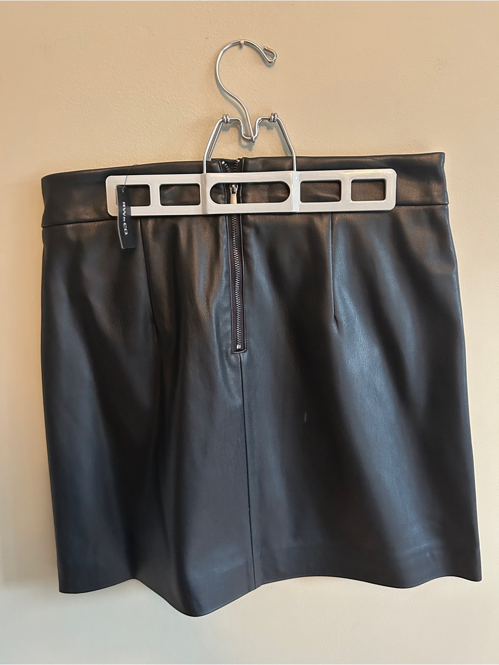 RW&CO. Black Faux Leather Mini Skirt with Back Zip